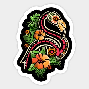 Flamingo tropical calavera Sticker